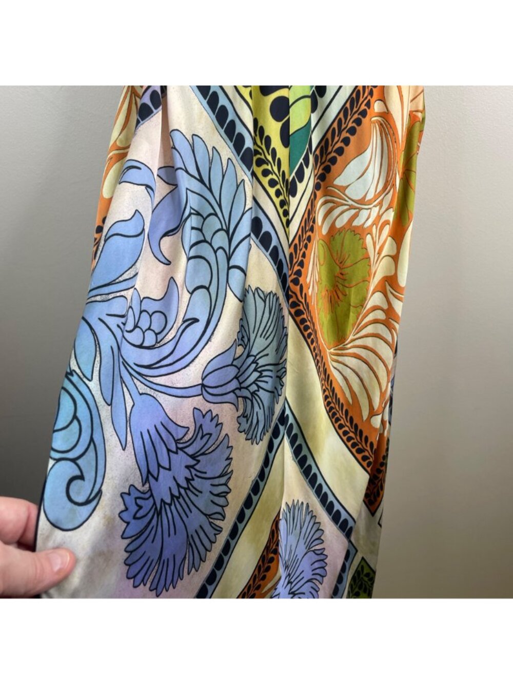Zara Maxi Dress Womens XLarge Resort Halter Satin Silky Exotic Mixed Print Long - Picture 7 of 16